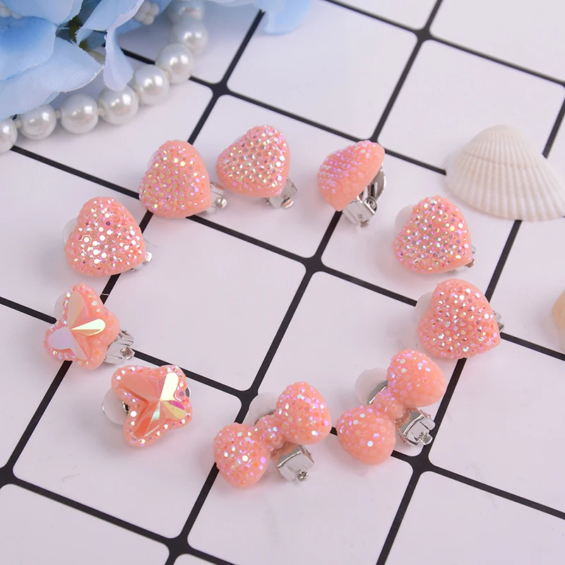 1 пара сережек в форме сердца/банта/бабочки мягкие невидимые серьги-клипсы для