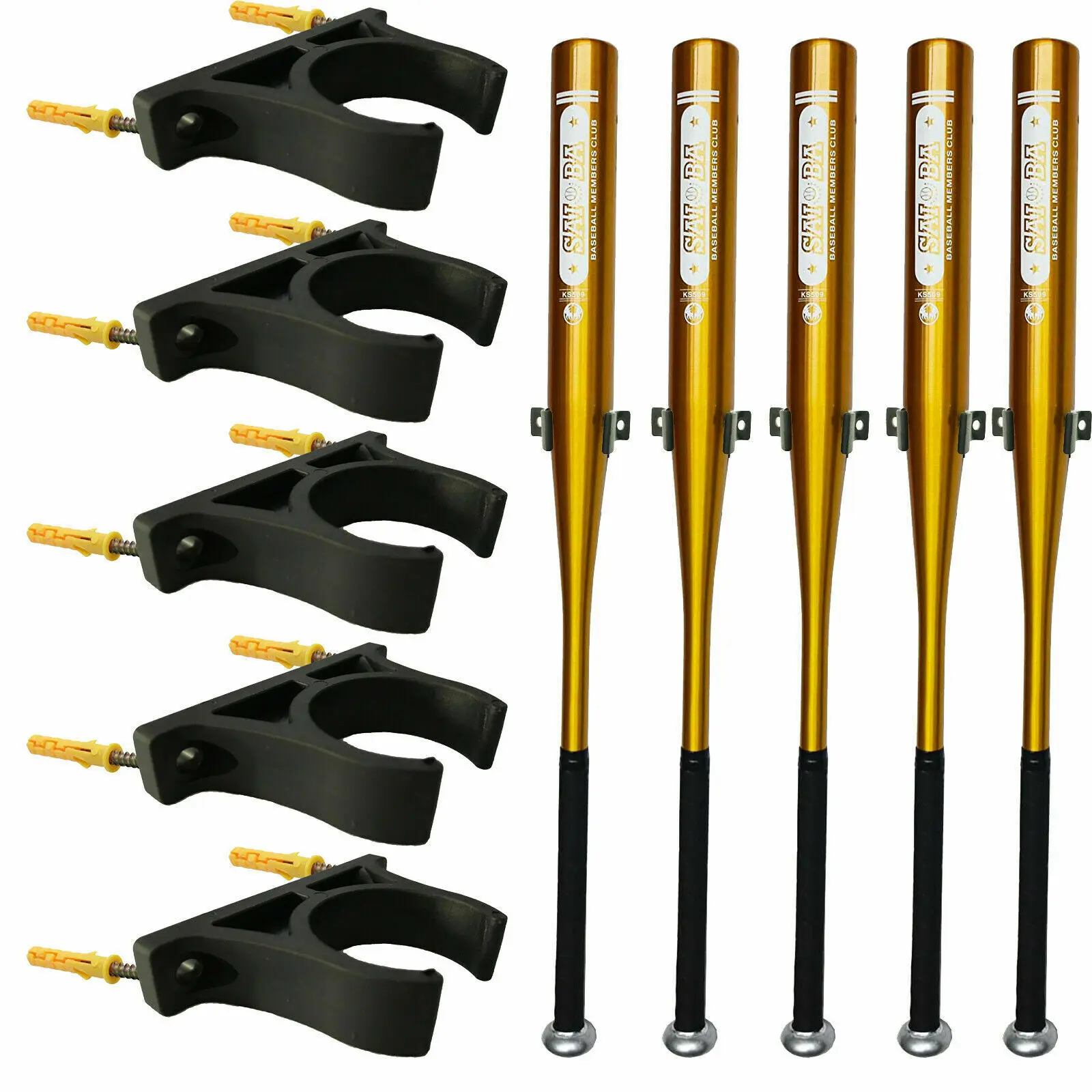 5/PK Vertical Baseball Bat Softball Display Wall Mount Rack Holder | Other Tool Parts