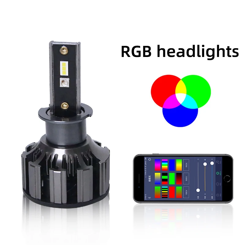 Светодиодсветодиодный фары DIC H7 RGB голосовое управление через Bluetooth H8 H11 H4 9003 HB2 HI LO