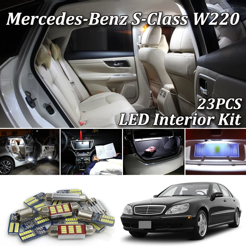 23X белые светодиодные с Canbus Автомобильный интерьер комплект ламп для Mercedes Benz S класс W220 светодиодные внутренние фонари 1999-2005