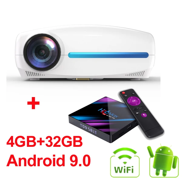WZATCO C2 1920*1080P Full HD 45 градусов Цифровой keystone светодиодный проектор android 9,0 Wifi дополнительный портативный домашний проектор - Цвет: C2 Project add 32G W