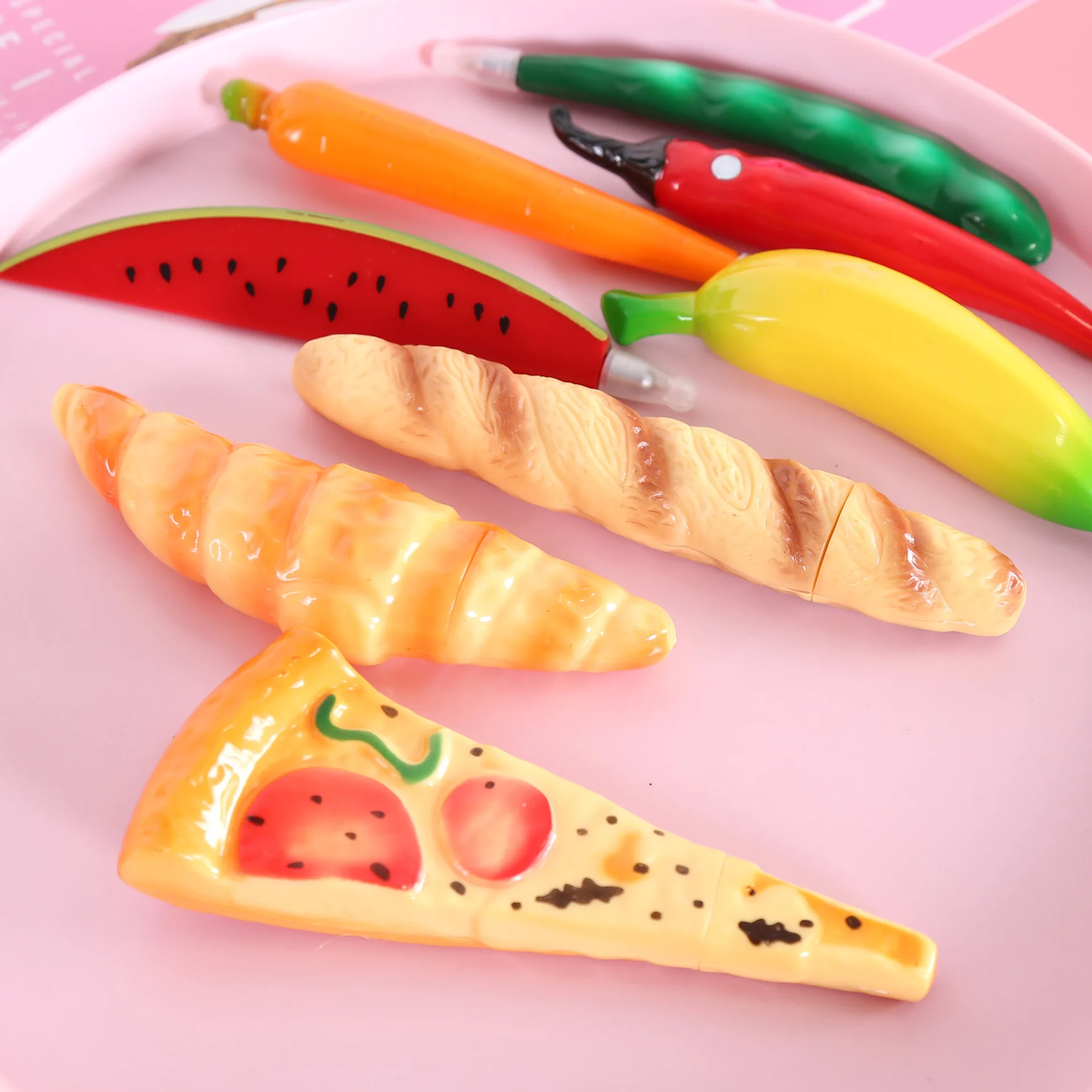 

Korea Stationery Food Bread Ballpoint Pen Creative Office School Supplies Fruit and Vegetable Pen