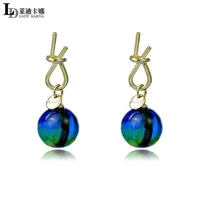 korean version of geometric bead ladies earrings blue glass crystal ball earrings ins wind s925 silver needle earrings fashion j