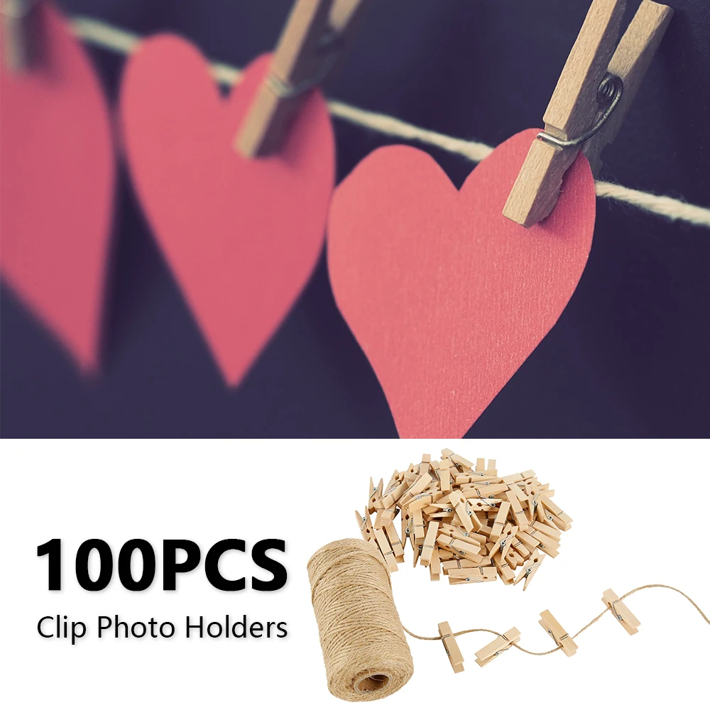 100 шт 35 мм винтажные натуральные деревянные клипсы бумага фото прищепка плетение