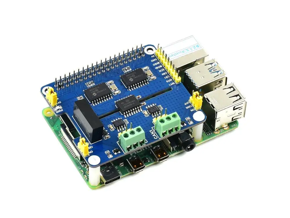 2 изолированный канал может расширения шляпа для Raspberry Pi MCP2515 + SN65HVD230 двойные чипы