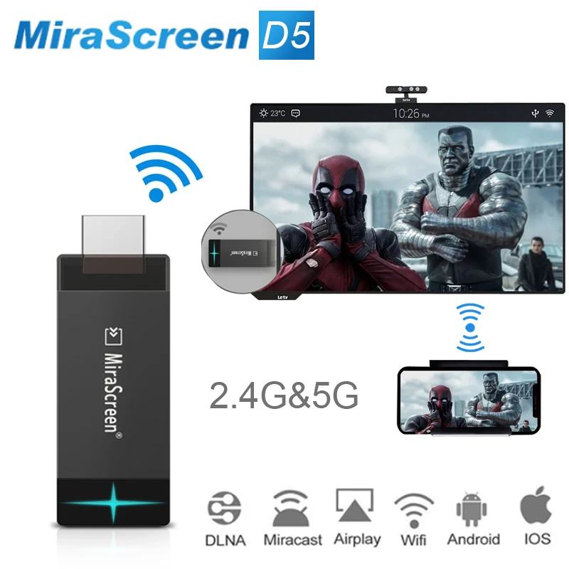 2 4G 5G Miracast TV Stick D5 Anycast WiFi Дисплей Dongle приемник Airplay отзеркаливание DLNA для смартфона