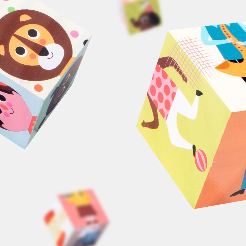 Детские деревянные шесть сторон 3D головоломки кубики строительные развивающие