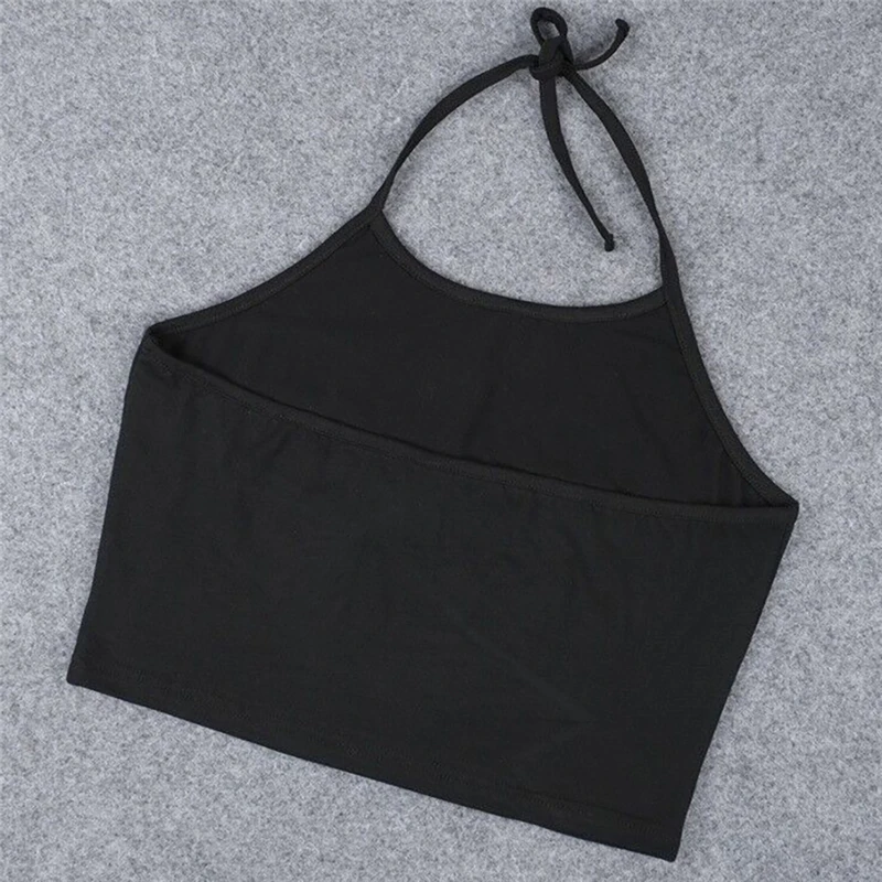 Летний пикантный кроп Топ для женщин без груди рукавов с буквами бюстгальтер