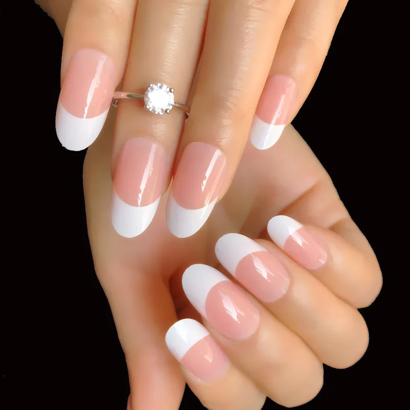 24 шт. летние накладные ногти для французского маникюра | Красота и здоровье