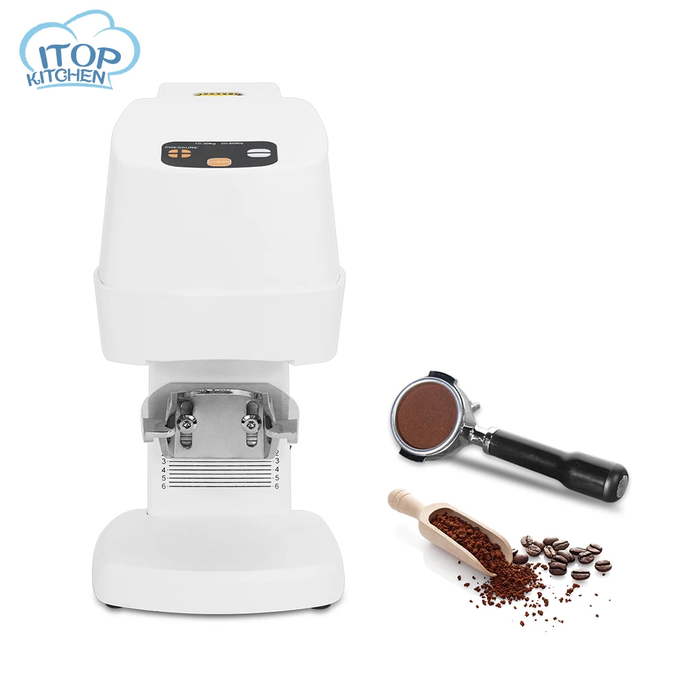 Tamper autom&aacute;tico de caf&eacute; Blanco/negro de 58MM, caf&eacute; el&eacute;ctrico comercial ajustable, m&aacute;s de 1500 veces, acero inoxidable, 100W-0