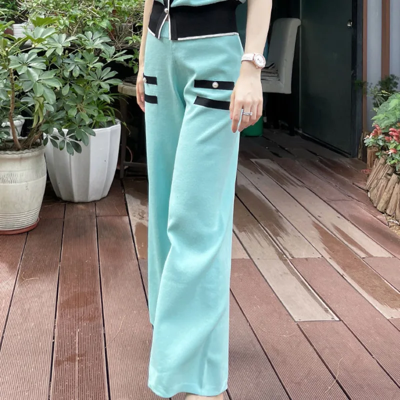 

Fashion Casual Tracksuit Women Knitted 2 Piece Set Female Sweater Cardigan + Wide Leg Pant Suits Small Fragrance Two Piece Set