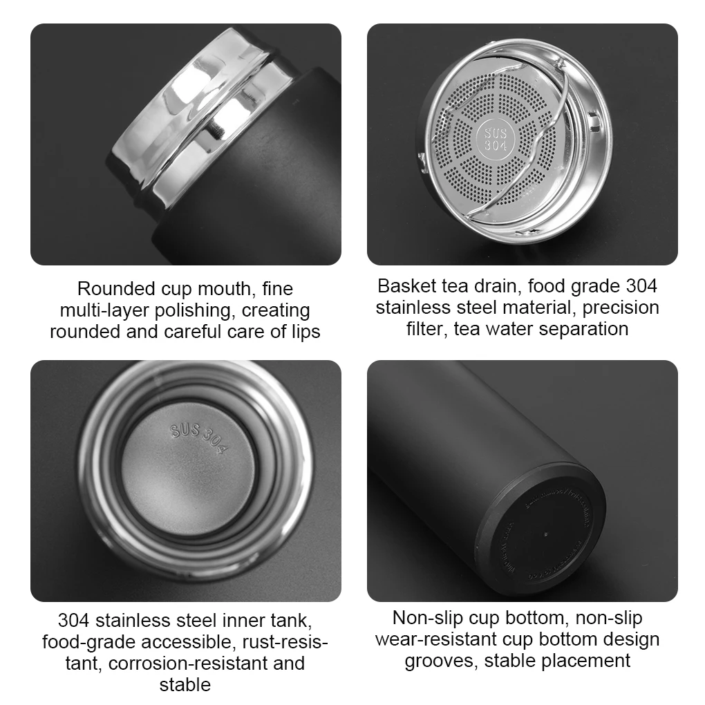 

Smart 304 Stainless Steel Vacuum Water Cup Temperature Display Cup Business Gift in-Car Thermos