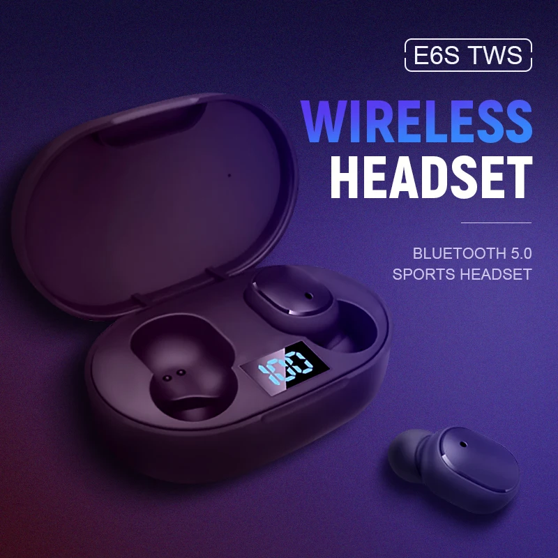 

E6S TWS Wireless Earpiece Bluetooth 5.0 Earphones sport Earbuds Headset With Mic For smart Phone Xiaomi Samsung Huawei LG