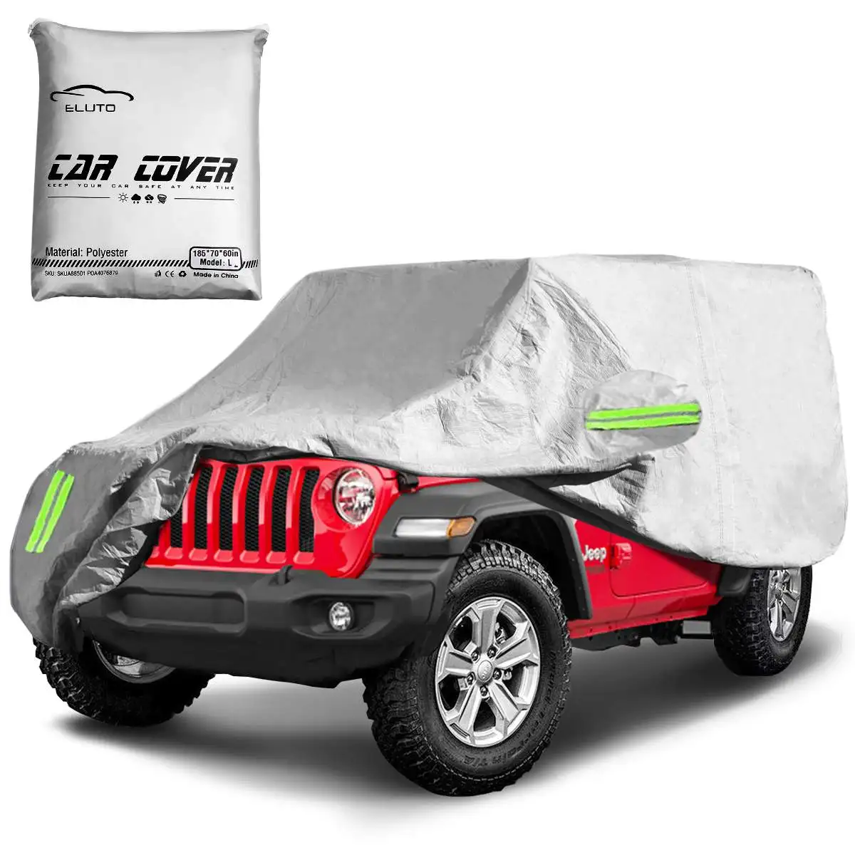 

Автомобильный чехол 190T для Jeep Wrangler, 2 двери/4 двери, защита от снега, льда, мороза, водонепроницаемый, защита от солнца и УФ-лучей, пылезащитный...