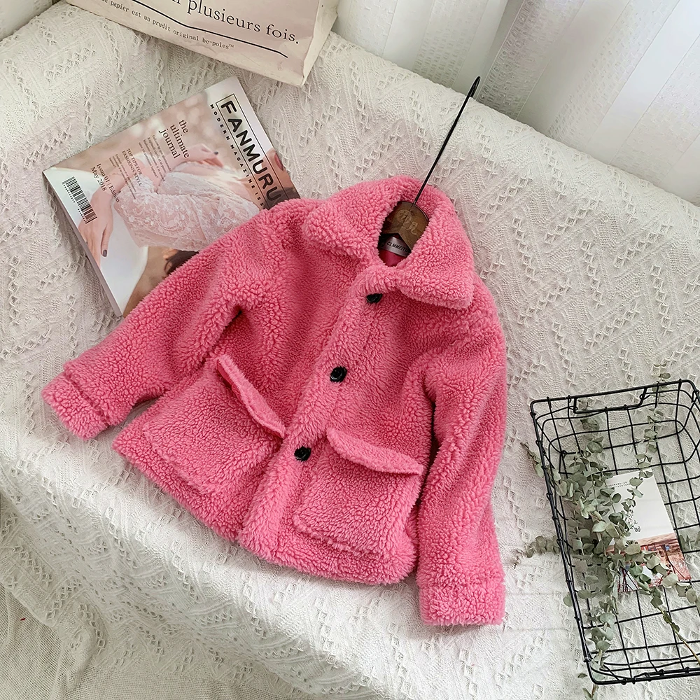 Детское зимнее пальто из ягненка и бархата на искусственном меху для девочек