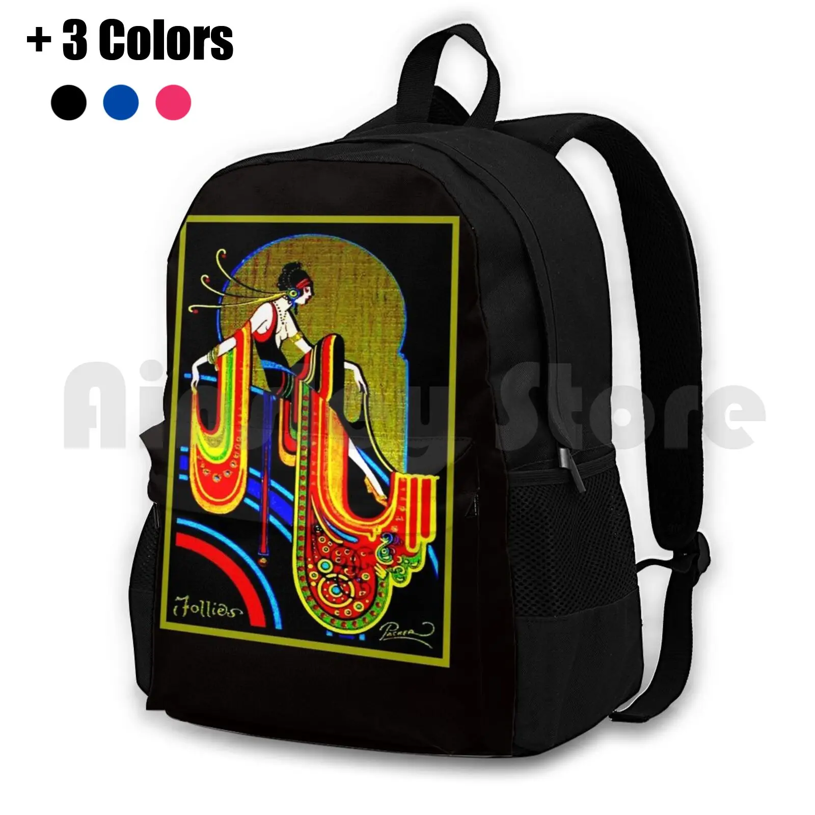 

Flapper : Vintage 1920 Art Deco Beautiful Print Outdoor Hiking Backpack Waterproof Camping Travel Flapper Pinups Cheesecake Art