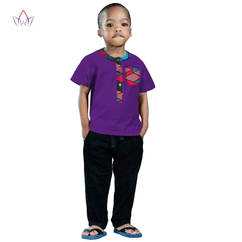 2017 Африканский Костюмы дети Дашики традиционные хлопчатобумажная рубашка