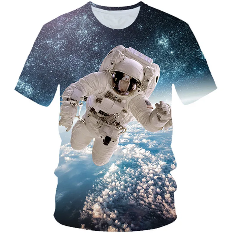 Camiseta de verano en 3D para niños y niñas, camisa colorida con estampado de astronauta espacial, Planeta, globo, estilo Harajuku, 2020