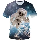 Детская футболка с 3D-принтом, летняя футболка в стиле Харадзюку для мальчиков и девочек с изображением космонавта, планеты, воздушных шаров, 2020