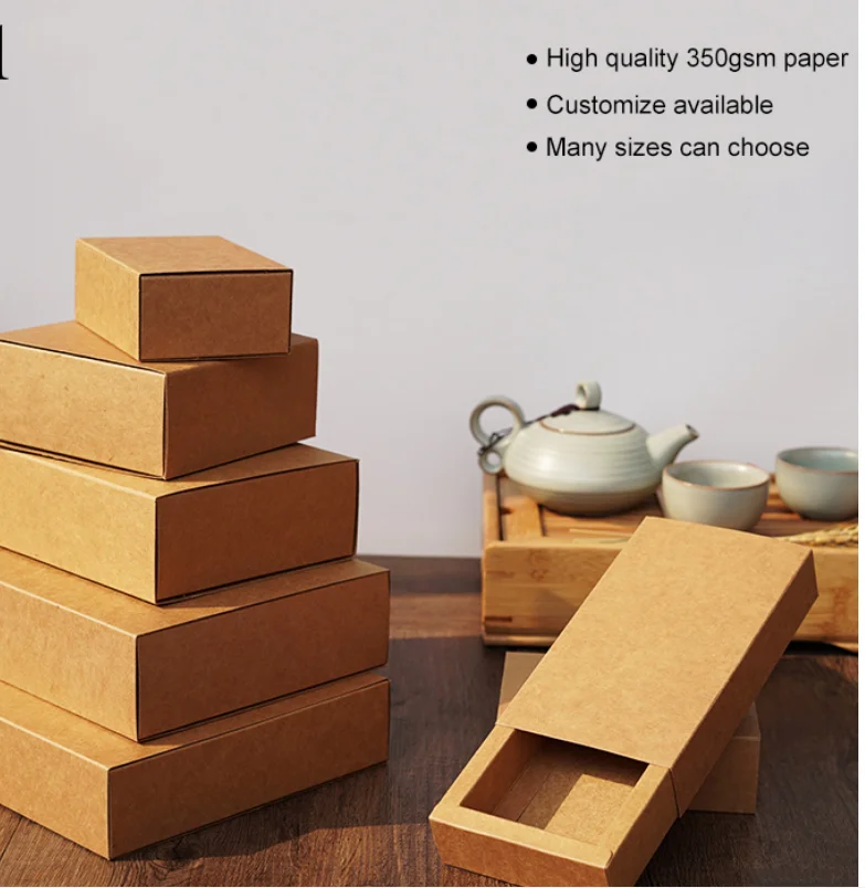 Ящик из крафт бумаги коробка подарок конфеты пирожные закуски оригинальные