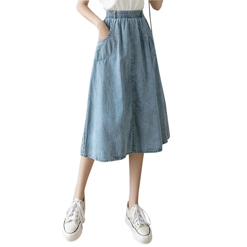 

Womens Skirt Vintage Clothes Denim Long Skirts Blue Summer High Waist Streetwear 2020 The New flowy Fashion Spring