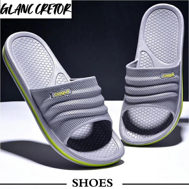 

Мужские тапочки для дома, искусственная кожа, женские нескользящие шлепанцы для ванной EVA, уличная Мужская Летняя обувь, унисекс домашние та...