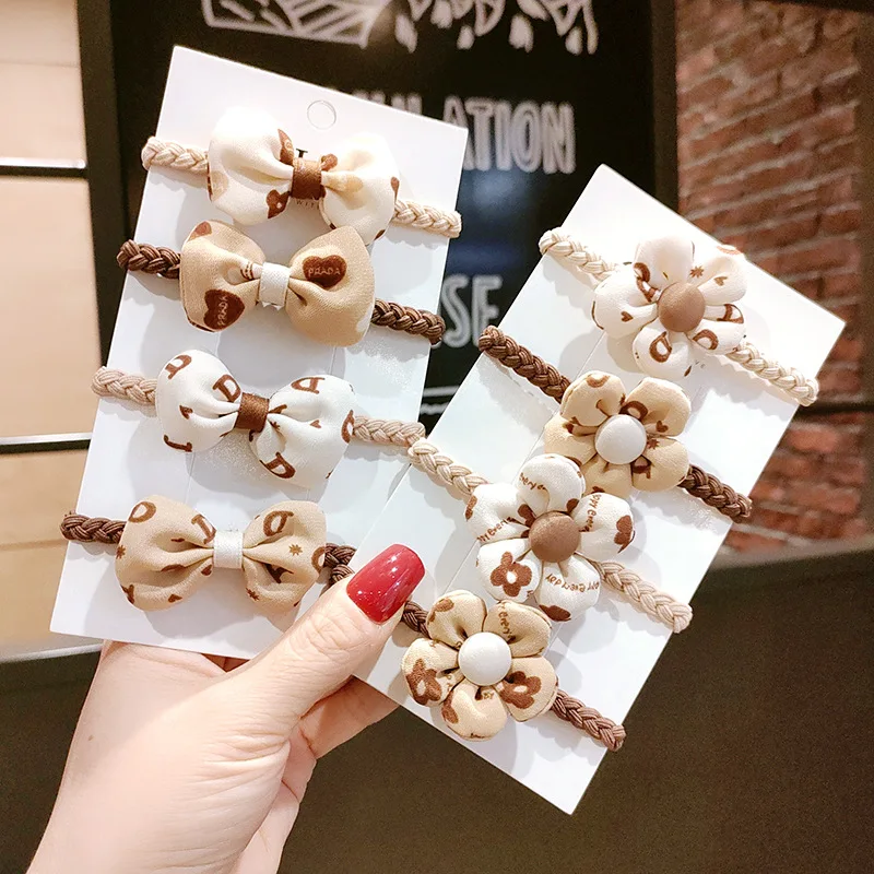 

Cute Girls Hair Band Flower Butterfly Machine Hair Rope Head Rope Ladies Fashion Ponytail Rubber Band Headdress Hair Accessories