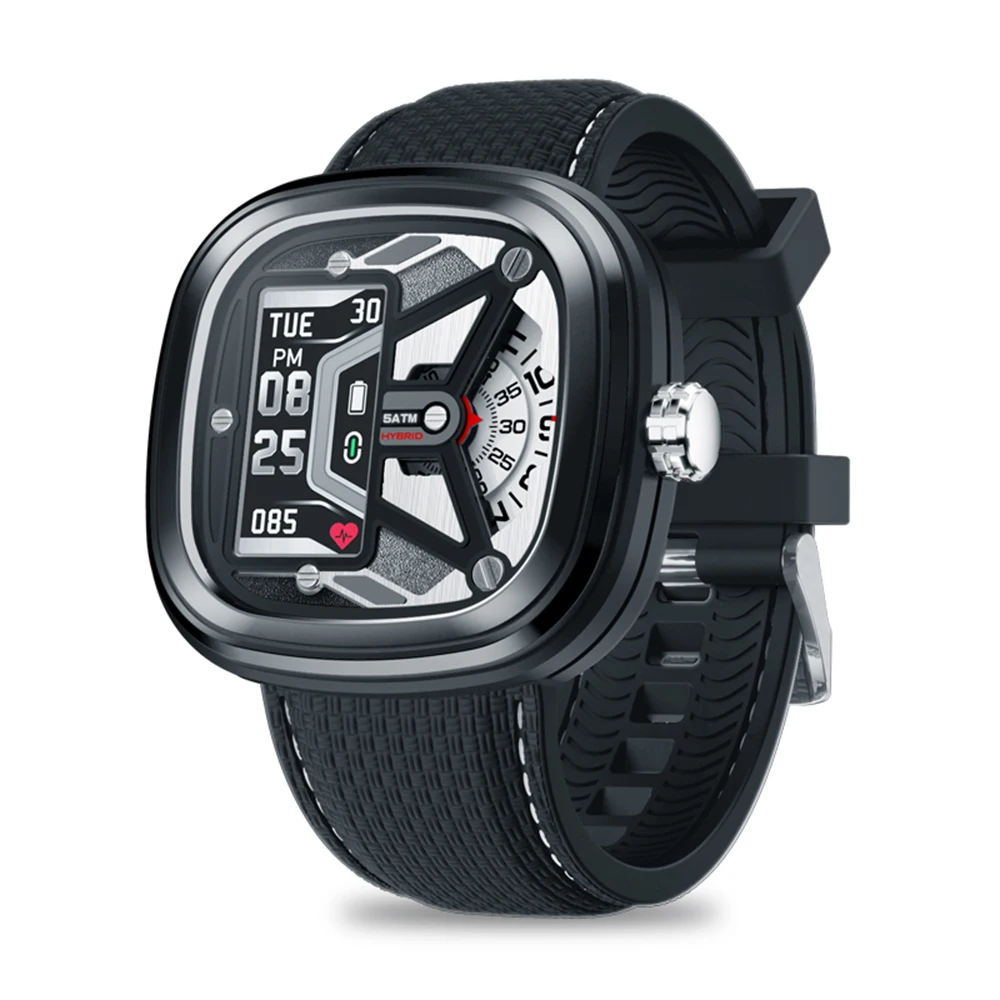 Black Новые Zeblaze Hybrid 2 Смарт-часы с сердечным ритмом и кровяным давлением Водонепроницаемый фитнес-трекер для сна умные уведомления для IOS Android - Цвет: Black
