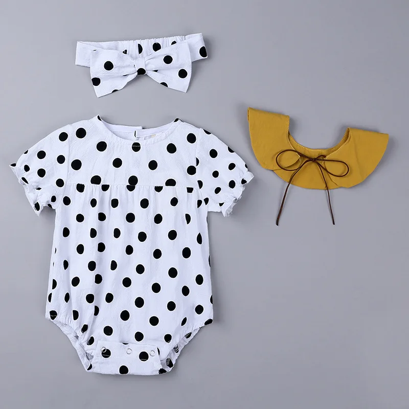 Summer Baby Bodysuits Cotton Short Sleeve Toddler Girl Clothes Cute Polka Dot Bodysuit for Girls Baby Romper