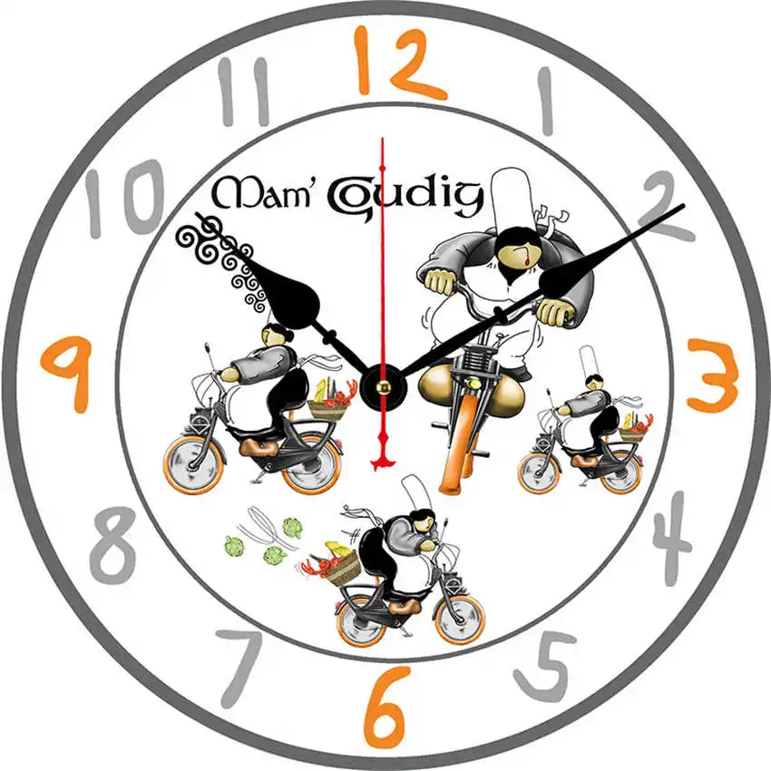 WONZOM 6inch Bicycle Chefs Round Wall Wooden Cardboard Clock Modern for Home Decor Silent & Non-Ticking Feature | Дом и сад