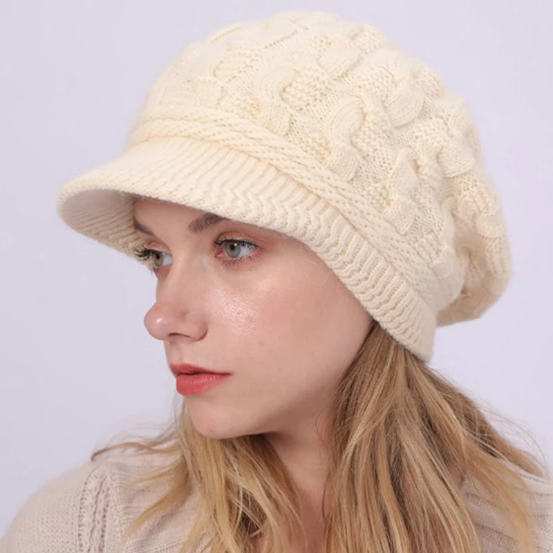 Winter Hats for Woman Hip Hop Knitted Hat Women's Warm  Cap Crochet Ski Beanie Hat Female Soft   Beanies