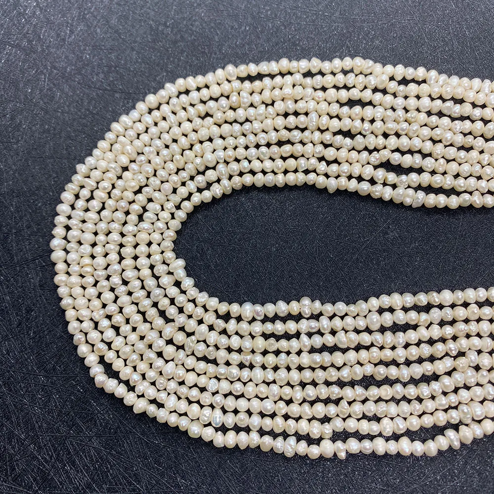 

Natural Freshwater Cultured Pearl 100% Pearl High-quality Potato Shape 3.5mm, Can Make DIY Handmade Elegant Chain 15.5 Inches