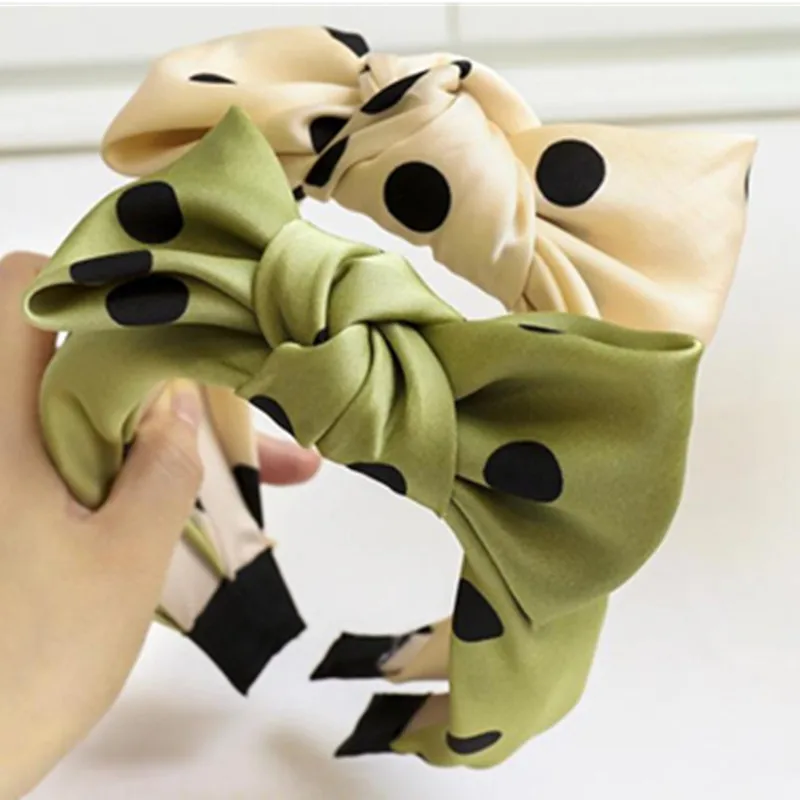 

2021 на весну, в горошек, с бантом и повязкой на голову, Для женщин украшение для волос топ с бантом и повязка на голову, взрослый головной убор ...