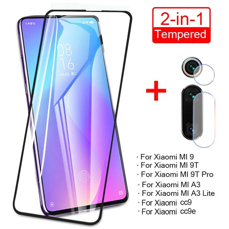 2 в 1 объектив камеры закаленное стекло для Xiaomi 9T Pro CC9 9se Mi 9 Lite Защита экрана A3 A2 9X