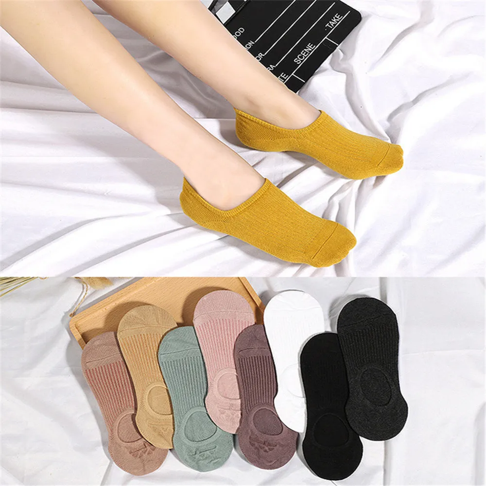 

10 Pairs of Spring and Summer Retro Cotton Vertical Stripes Shallow Imitation Double Needle Invisible Socks Ladies Socks