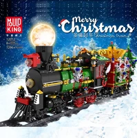 merry christmas steam creative electric train model building blocks with motor led light bricks set toys for children gift