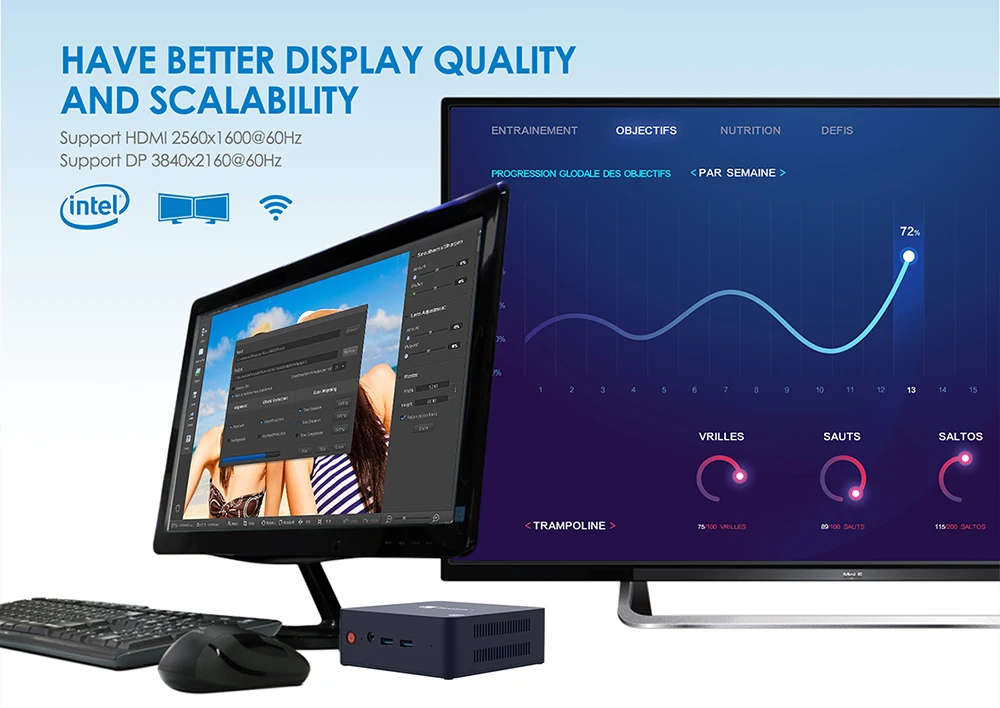 Beelink L55 Мини ПК Intel Broadwell I3-5005U Intel HD graphics 5500 с возможностью расширения 2 ТБ 2,5 дюймов HDD 1 ТБ SSD 2,4 GHz 5,8 GHz WiFi