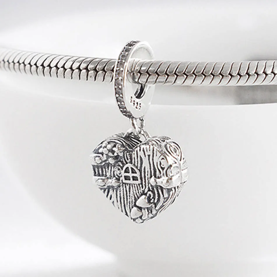 S925 подвеска из бисера DIY ювелирные изделия любовь сердце дом в дереве Подвеска