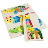 cartoon animal 3d wooden puzzle baby montessori toys for toddlers early learning cognition educational jigsaw toy