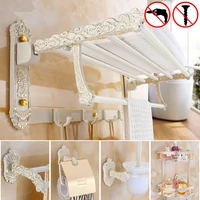 Bathroom Accessories Set Bathroom Shelf Towel Rack Paper holder Toilet Brush Holder hooks Carved Aluminum Bath Hardware Sets