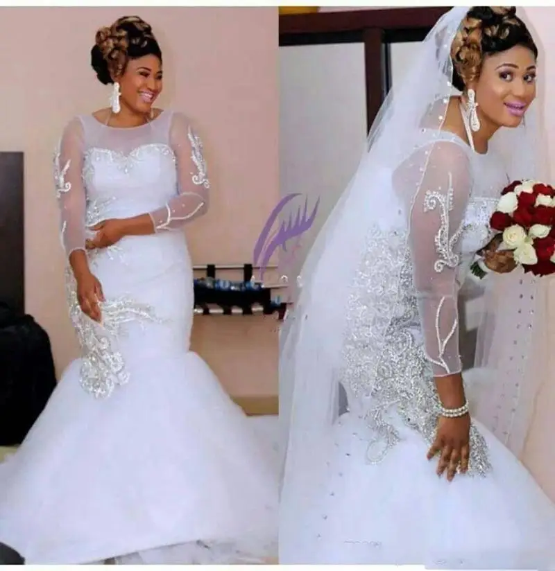 

Mermaid Autumn Garden Wedding Dresses African Applique Lace Court Train Backless Hollow Zipper Long Sleeves Wedding Dress Bridal