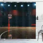Занавеска для душа с изображением баскетбольной площадки, спортивной арены, деревянного пола, набор декора для ванной комнаты с крючками 70 дюймов