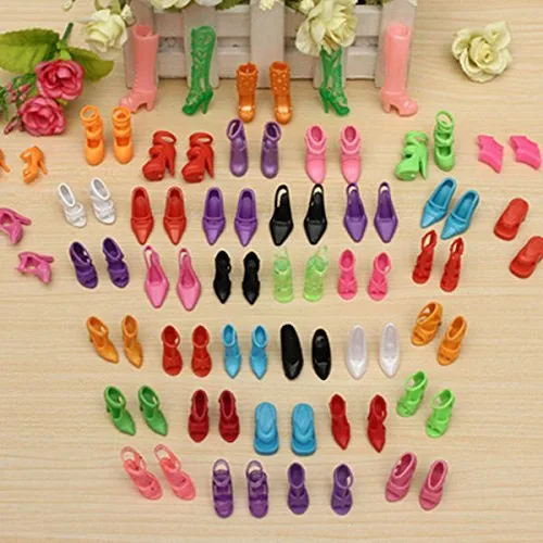

20Pcs Random Barbies Shoes Fashion Mixed High Heel Sandals Slippers Colorful Accessories For Barbie Doll Clothes Girls DIY Toy