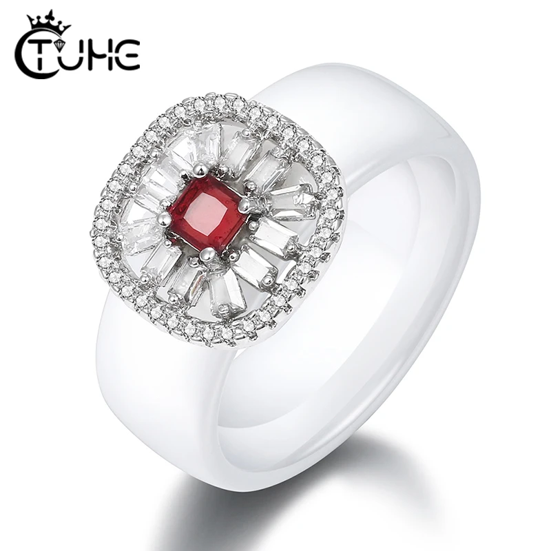 Женские гладкие керамические кольца черные и белые из стерлингового серебра с