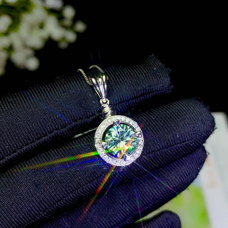 BOEYCJR 925 серебро 1ct/2ct зеленый Муассанит VVS помолвка элегантный свадебный кулон ожерелье для женщин Подарок на годовщину