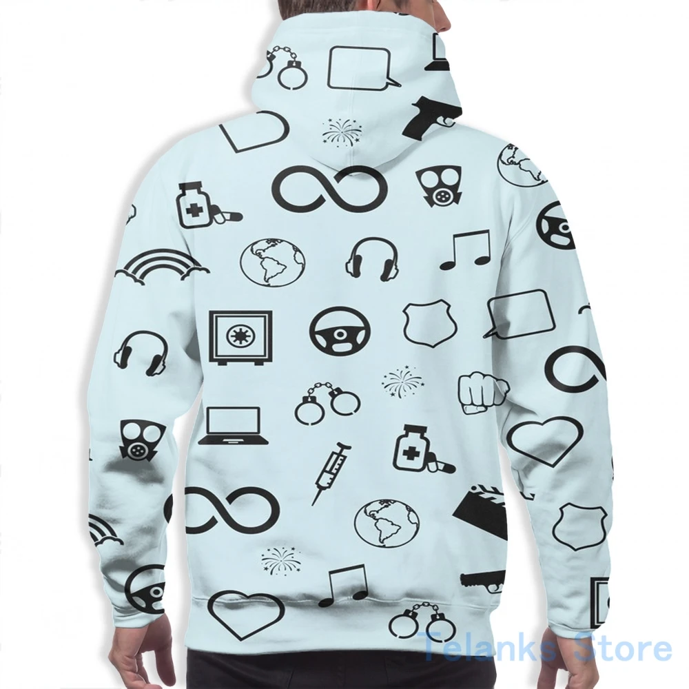 Женская повседневная черная толстовка с капюшоном и принтом | Мужская одежда