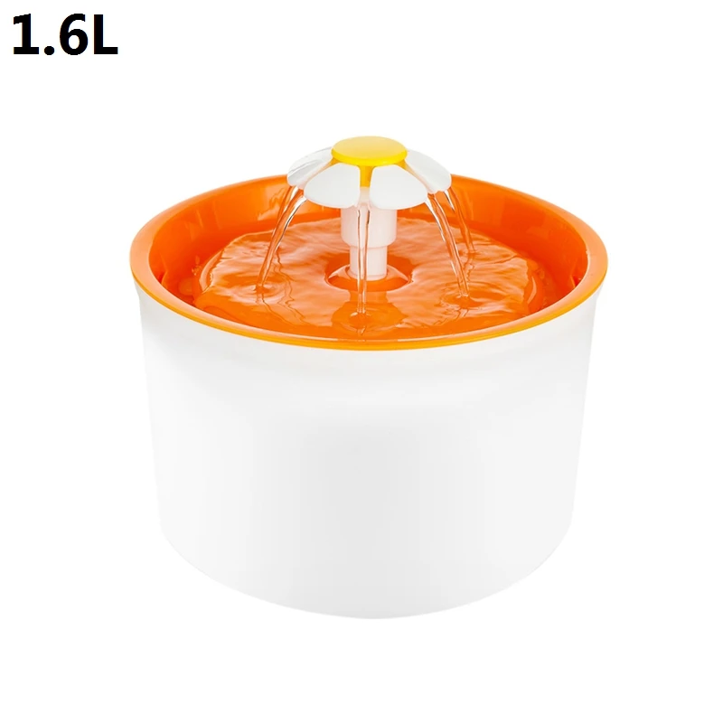 Round Orange 1.6L 1,6/2L автоматические фонтаны для питья домашних животных, бесшумный дозатор для воды для кошек и собак, Электрический питательный фонтан для домашних животных, миска для собак - Цвет: Round Orange 1.6L