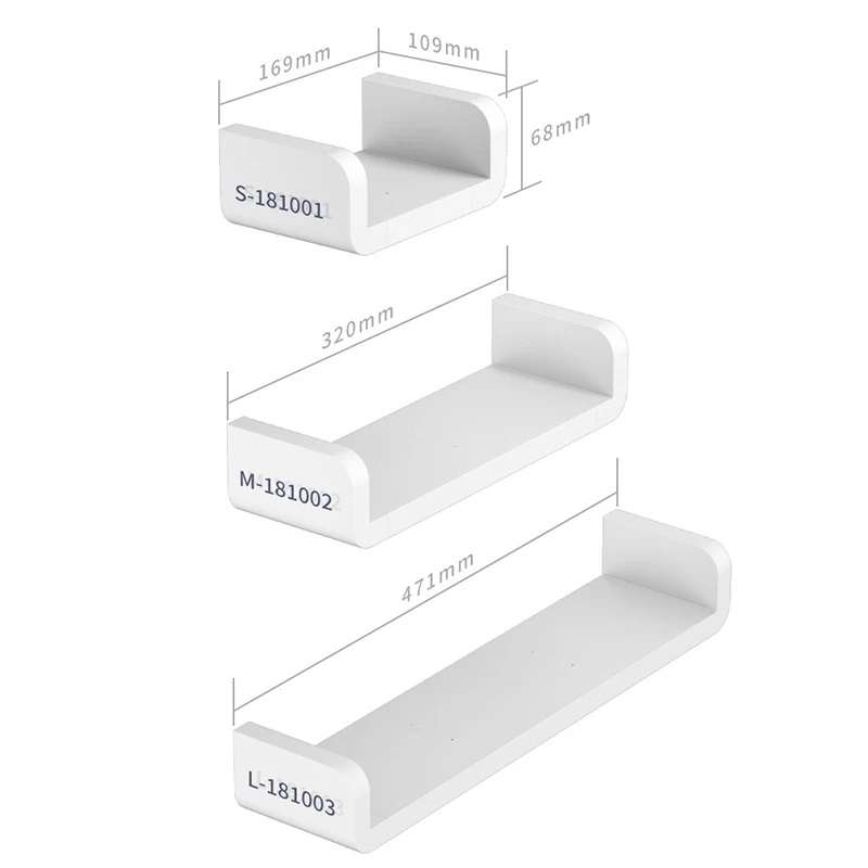 

Punch Free Bathroom Shelf White Kitchen Wall Shelves Shower Basket Storage Rack Bathroom Accessories