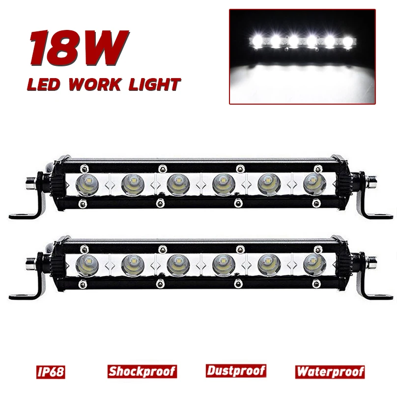 7 дюймовый светодиодный прожсветильник Тор 18 Вт тонкий Однорядный