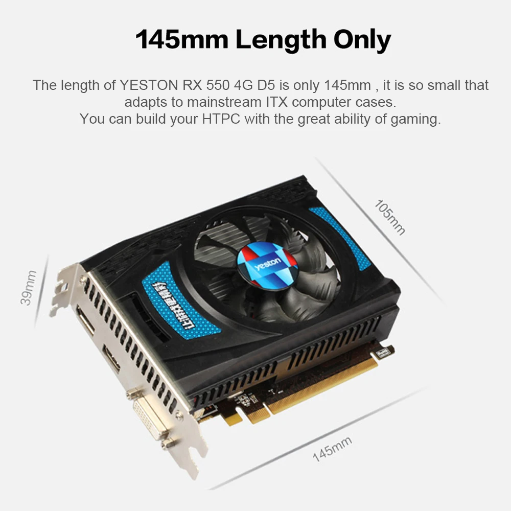 Игровая видеокарта Yeston RX550-4G D5 графическая карта с 4 ГБ GDDR5 1183 бит памяти 6000 МГц/МГц